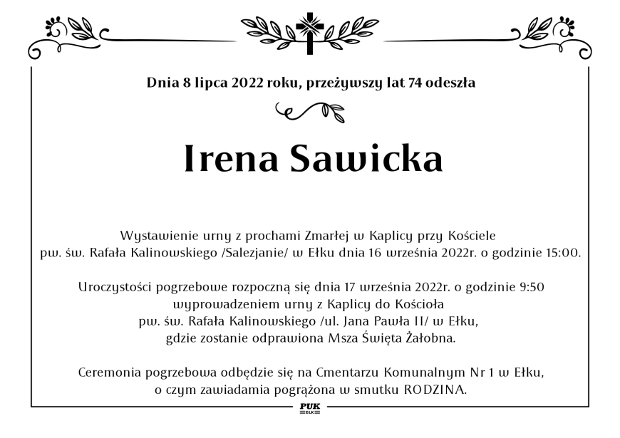 Irena Sawicka - nekrolog